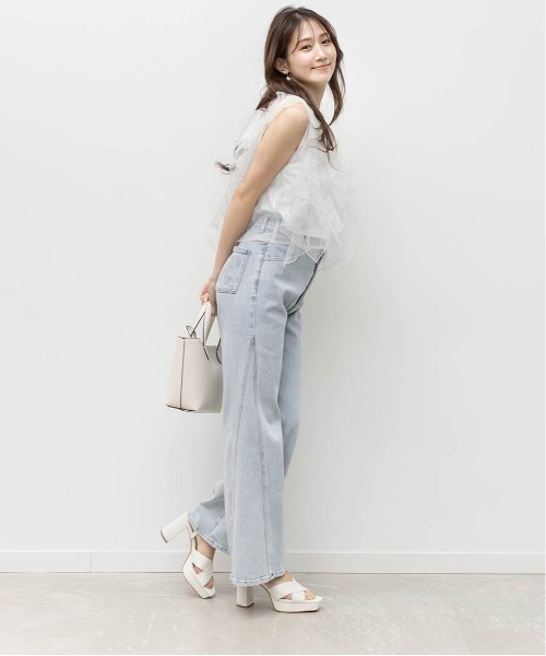 RANDA タグ付き新品未使用ロゴ刺繍ハイウエストデニムパンツ RANDA（ランダ） パンツ 「00サイズあり」ロゴ刺繍ハイウエストデニム