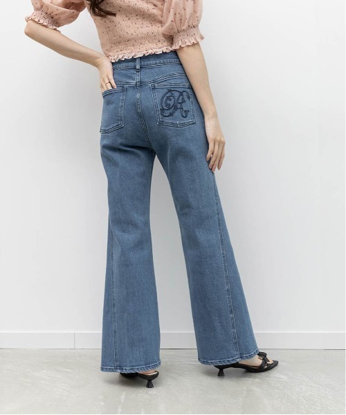 RANDA（ランダ） パンツ 「00サイズあり」ロゴ刺繍ハイウエストデニム