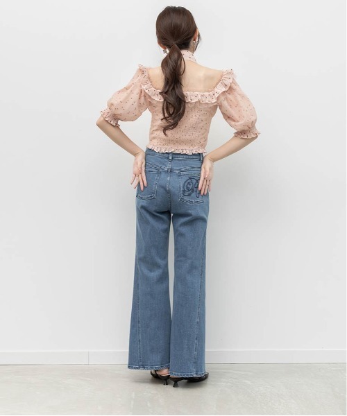 RANDA（ランダ） パンツ 「00サイズあり」ロゴ刺繍ハイウエストデニム