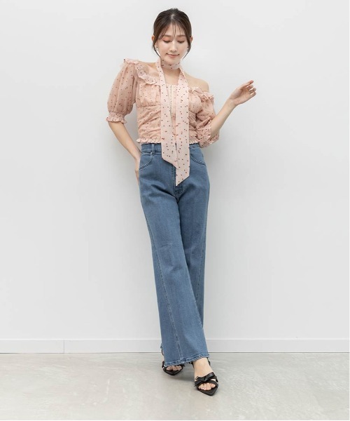 RANDA（ランダ） パンツ 「00サイズあり」ロゴ刺繍ハイウエストデニム