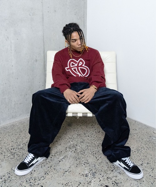 「FUBU」 長袖ニット M ブラック メンズ_画像9