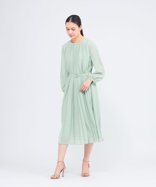 ワンピース エアリーシフォン プリーツドレスの画像