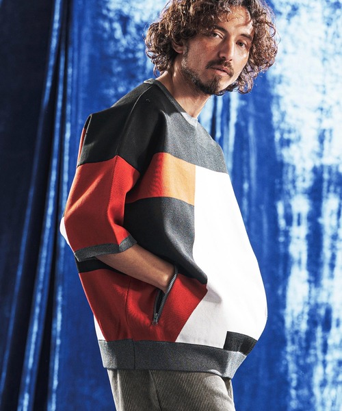 セーター ニット mn3235- Panel Jacquard Airy Knit Crew ニット(AG06-001scg) メンズの画像