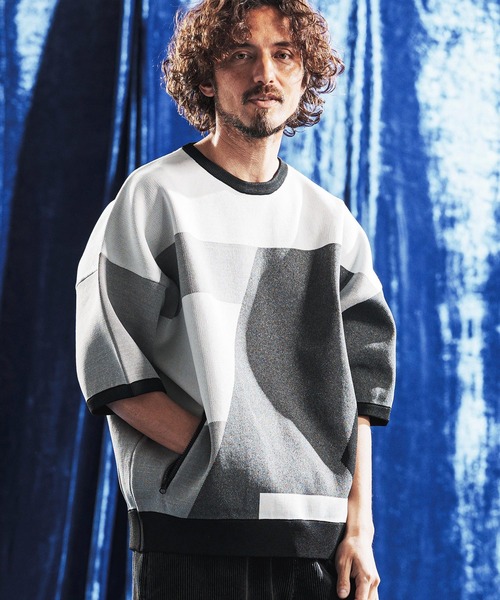 セーター ニット mn3235- Panel Jacquard Airy Knit Crew ニット(AG06-001scg) メンズの画像