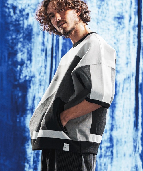 セーター ニット mn3235- Panel Jacquard Airy Knit Crew ニット(AG06-001scg) メンズの画像