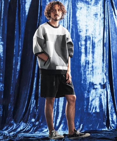 セーター ニット mn3235- Panel Jacquard Airy Knit Crew ニット(AG06-001scg) メンズの画像