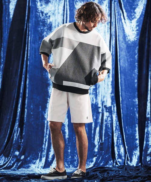 セーター ニット mn3235- Panel Jacquard Airy Knit Crew ニット(AG06-001scg) メンズの画像