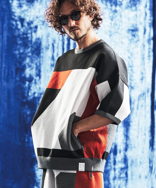 セーター ニット mn3235- Panel Jacquard Airy Knit Crew ニット(AG06-001scg) メンズの画像