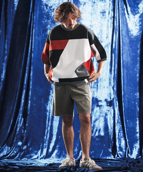 セーター ニット mn3235- Panel Jacquard Airy Knit Crew ニット(AG06-001scg) メンズの画像
