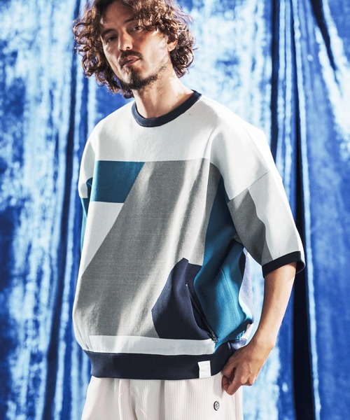 セーター ニット mn3235- Panel Jacquard Airy Knit Crew ニット(AG06-001scg) メンズの画像