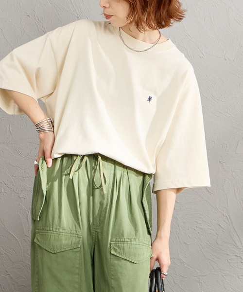 tシャツ 「GYMPHLEX/ジムフレックス」 ワンポイント刺繍ロゴ クルーネックTシャツ レディース メンズの画像