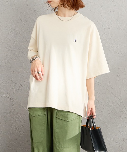 tシャツ 「GYMPHLEX/ジムフレックス」 ワンポイント刺繍ロゴ クルーネックTシャツ レディース メンズの画像
