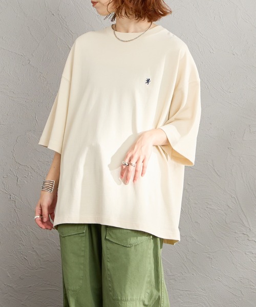 tシャツ 「GYMPHLEX/ジムフレックス」 ワンポイント刺繍ロゴ クルーネックTシャツ レディース メンズの画像
