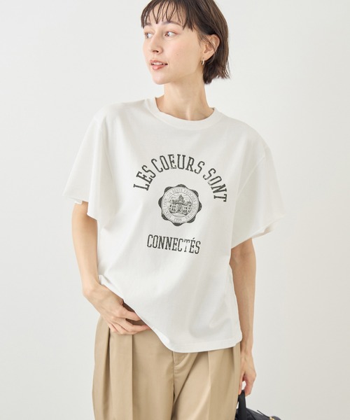 ROPE' PICNIC(ロペ ピクニック) tシャツ 半袖 カレッジロゴプリント ROPE' PICNIC(ロペ ピクニック) tシャツ 半袖 カレッジロゴプリント