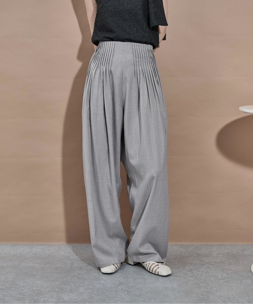 THE Yon ワイドパンツ パンツ メニータックワイドパンツ レディース