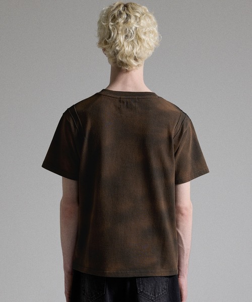 GRANCY tシャツ 「GRANCY」Rhinestone Crack Dirty Half-sleeve T