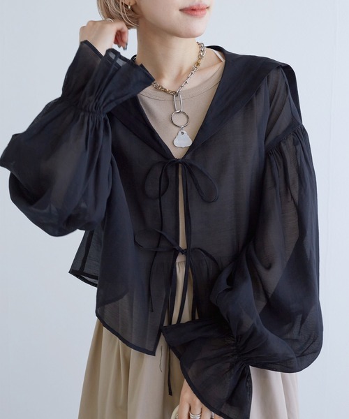 「w closet」 長袖ブラウス - ホワイト レディース_画像9