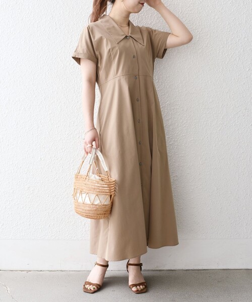 SHIPS any 「SHIPS any」 シャツワンピース ONE SIZE ブラウン