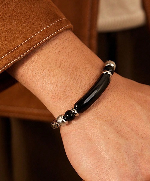 ALMO ネックレス ブラックストーンデザインシルバーブレスレット 