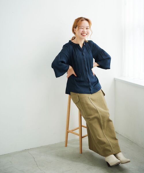 「le.coeur blanc」 長袖ブラウス 38 ブルー レディース_画像4