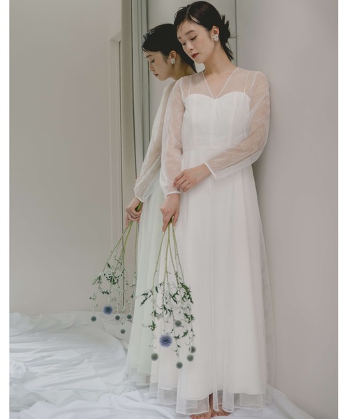 kaene ドレス レース×シフォンドレス「white collection