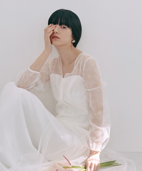 kaeneカエン サテンリボンドレス100855white collection kaene公式オンラインストア サテンリボンドレス / 100855