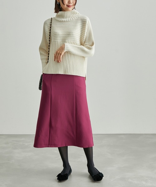 ROPE' PICNIC スカート 「WEB限定カラー:ピンク」ラク美/セミフレア