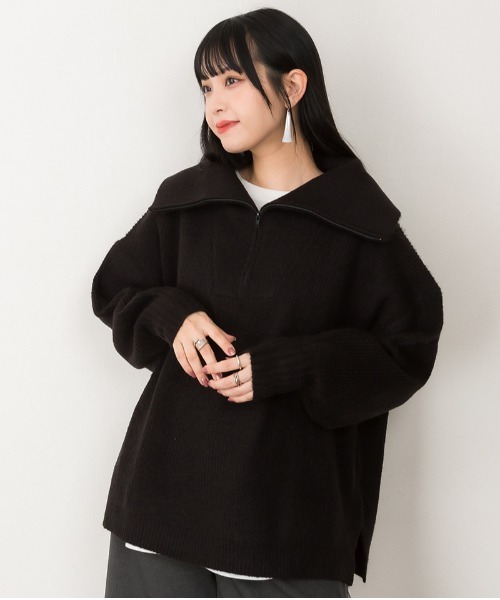 ニット セーター atONE ハーフジップアップセーター レディース atONE ニット セーター ハーフジップアップセーター レディース