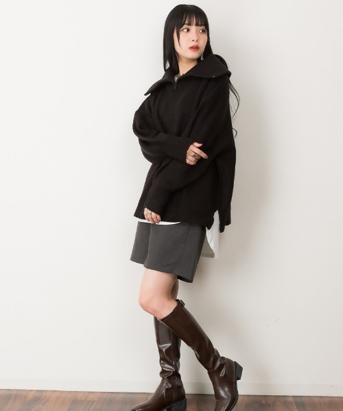 ニット セーター atONE ハーフジップアップセーター レディース atONE ニット セーター ハーフジップアップセーター レディース