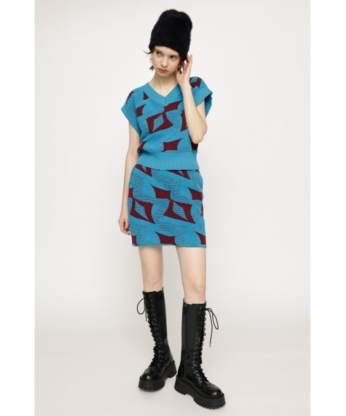 SLY スカート JQ KNIT S/SK ジャガード ニット ショートスカート