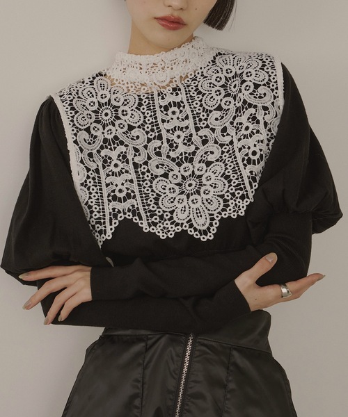 VIOLETTA（ヴィオレッタ） ニット セーター レースカラークロップド