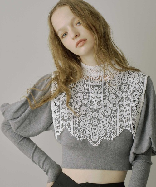 VIOLETTA（ヴィオレッタ） ニット セーター レースカラークロップド