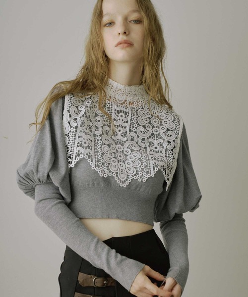 VIOLETTA（ヴィオレッタ） ニット セーター レースカラークロップド