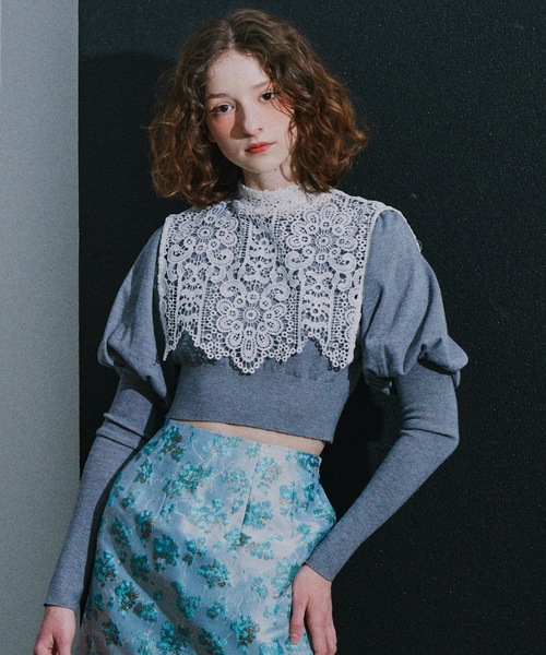 VIOLETTA（ヴィオレッタ） ニット セーター レースカラークロップド