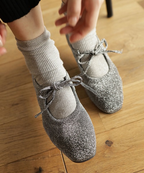 フラット パンプス バレエシューズ レースアップ ソフト リボン SY UNITED ARROWS バレエシューズ パンプス 「SY」リボンソフト
