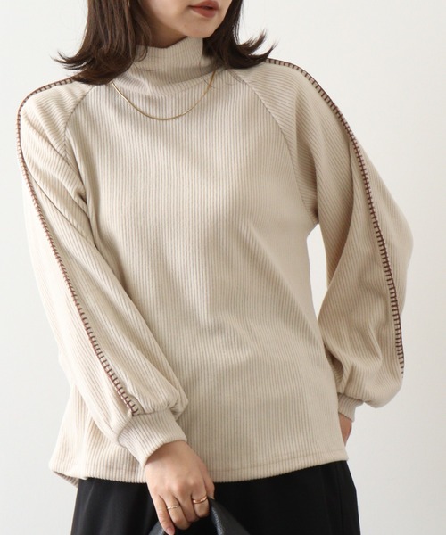 tシャツ Anna Nicola リブハンドステッチプルオーバー レディース Anna Nicola tシャツ リブハンドステッチプルオーバー