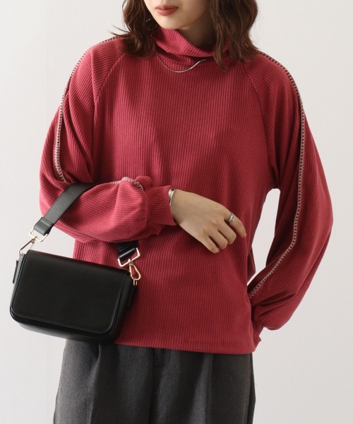 tシャツ Anna Nicola リブハンドステッチプルオーバー レディース Anna Nicola tシャツ リブハンドステッチプルオーバー