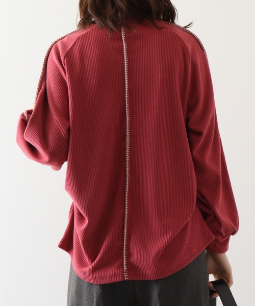 tシャツ Anna Nicola リブハンドステッチプルオーバー レディース Anna Nicola tシャツ リブハンドステッチプルオーバー