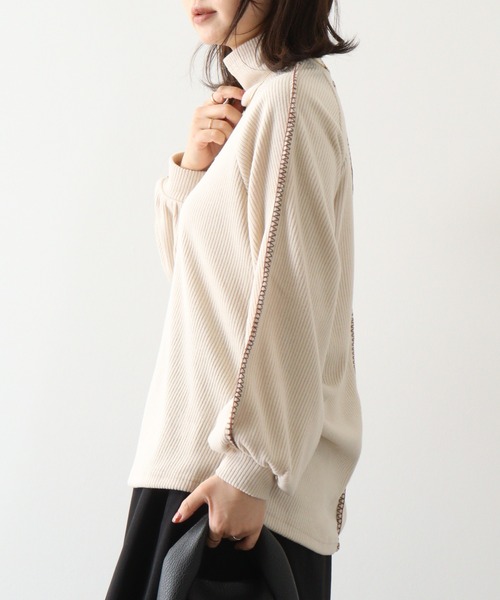 Anna Nicola tシャツ リブハンドステッチプルオーバー