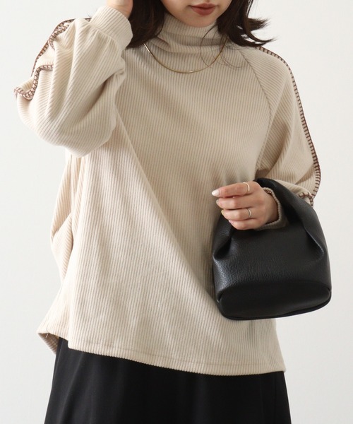 tシャツ Anna Nicola リブハンドステッチプルオーバー レディース Anna Nicola tシャツ リブハンドステッチプルオーバー