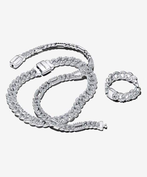 【早い者勝ち】Pandora チェーン ブレスレット シルバー ショッパー付き PANDORA（パンドラ） ブレスレット Pandora Timeless パヴェ チェーン