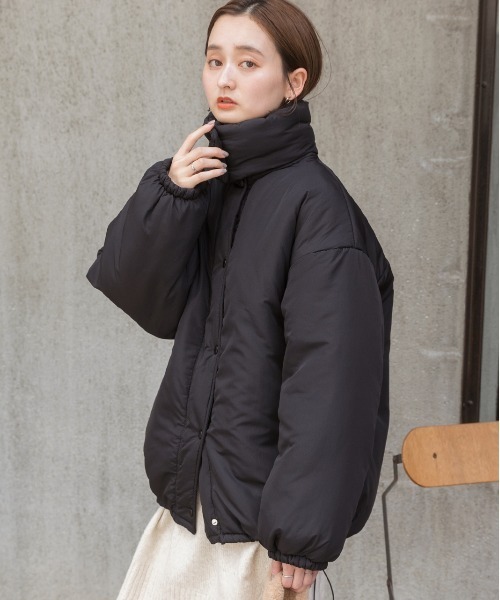 本日だけ❣️ESTNATION 中綿 ブルゾン ダウンコート36 ネイビー ad thie（アドティエ） ダウンコート ダウンジャケット ネック取り外し