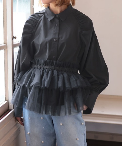 DONOBAN ブラウス シャツ マルチwayチュールサッシュブラウス  