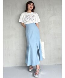 のん バックレースアップストレッチマーメイドスカート アイボリー マーキュリーデュオ MERCURYDUO バックレースアップストレッチ