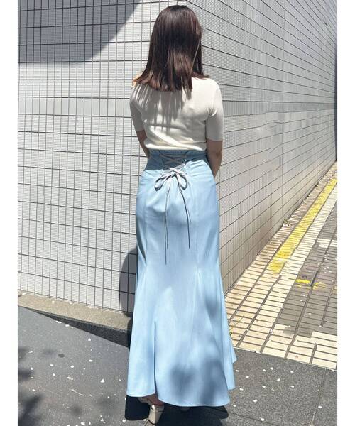 MERCURYDUO バックレースアップストレッチマーメイドスカート デニム マーキュリーデュオ MERCURYDUO バックレースアップストレッチ