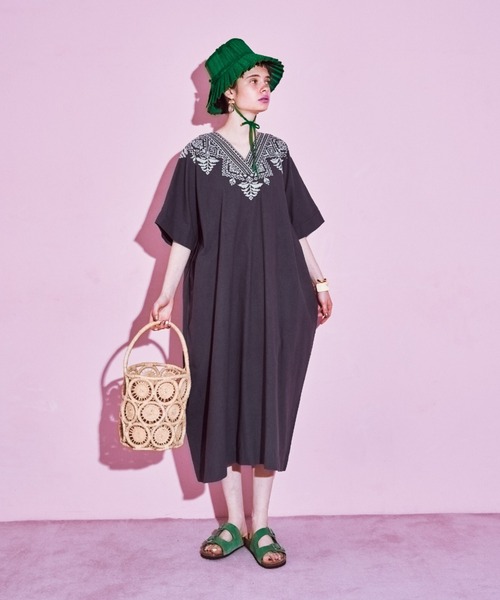 manana suerte（マニャーナスエルテ） 半袖ワンピース FREE グレー