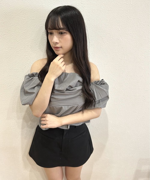 COMON＋ チューブトップ ベアトップ 2WAYで着られる パフスリーブオフ  