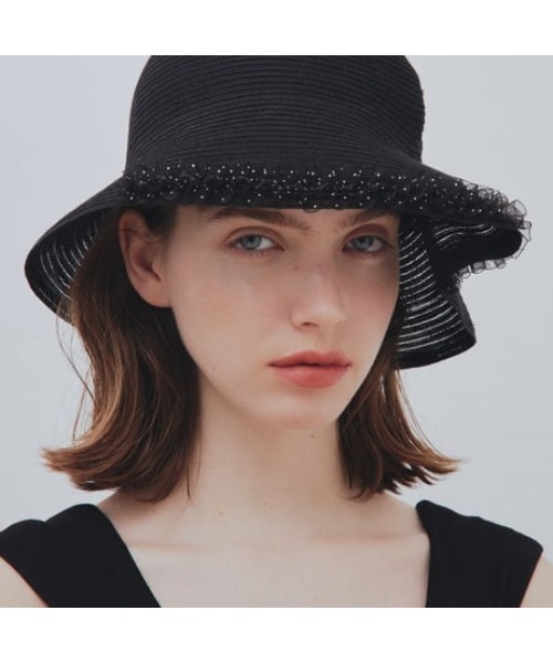 COACH バケットハット ブラック シグネチャー 牛革 レザートリム 総柄 COACH（コーチ） 帽子 ハット シグネチャー ジャカード バケット