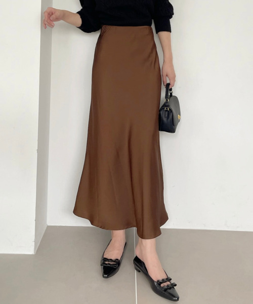 Ada. スカート サテン セミフレア ロングスカート : ZOZOTOWN Yahoo!店