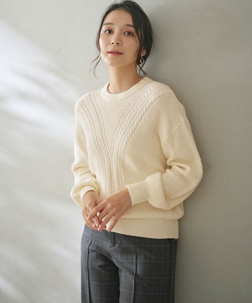 ANY SIS（エニィスィス） ニット セーター 「洗える」フロントケーブル